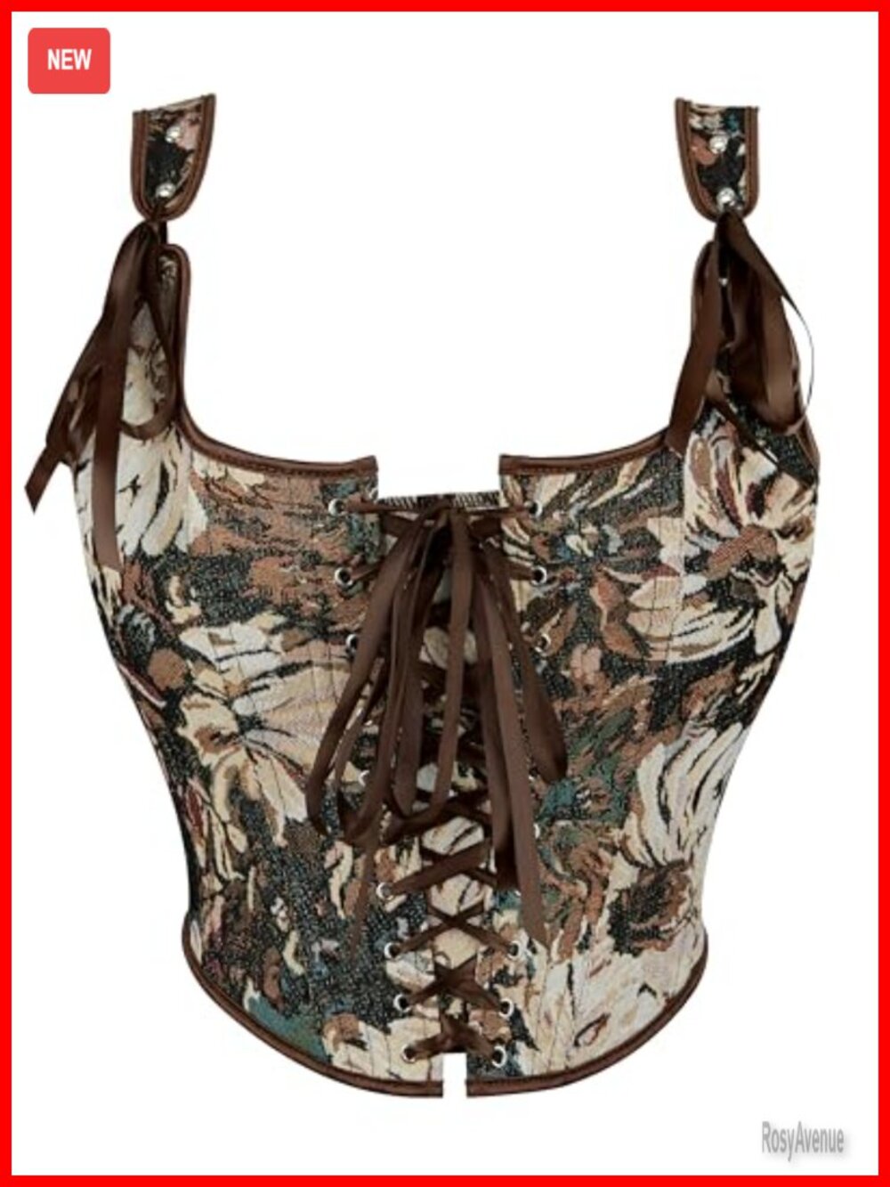 Sleeveless Drawstring Bustier Corset Top Floral Embroidery Sweetheart Neck
